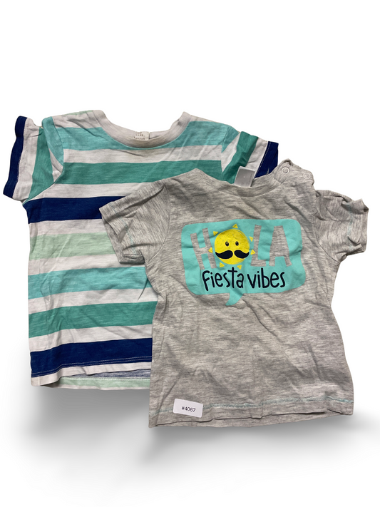 2er Bundle T-Shirts gestreift mit Fiesta Vibes Aufdruck - Gr. 80