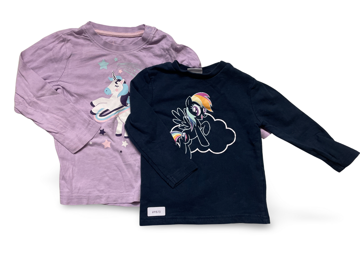 2er Bundle Langarmshirts mit Einhorn- und Ponymotiv - Gr. 86