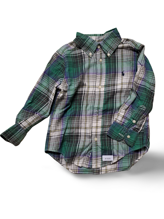 Kariertes Langarmhemd mit Button-Down-Kragen - Gr. 98