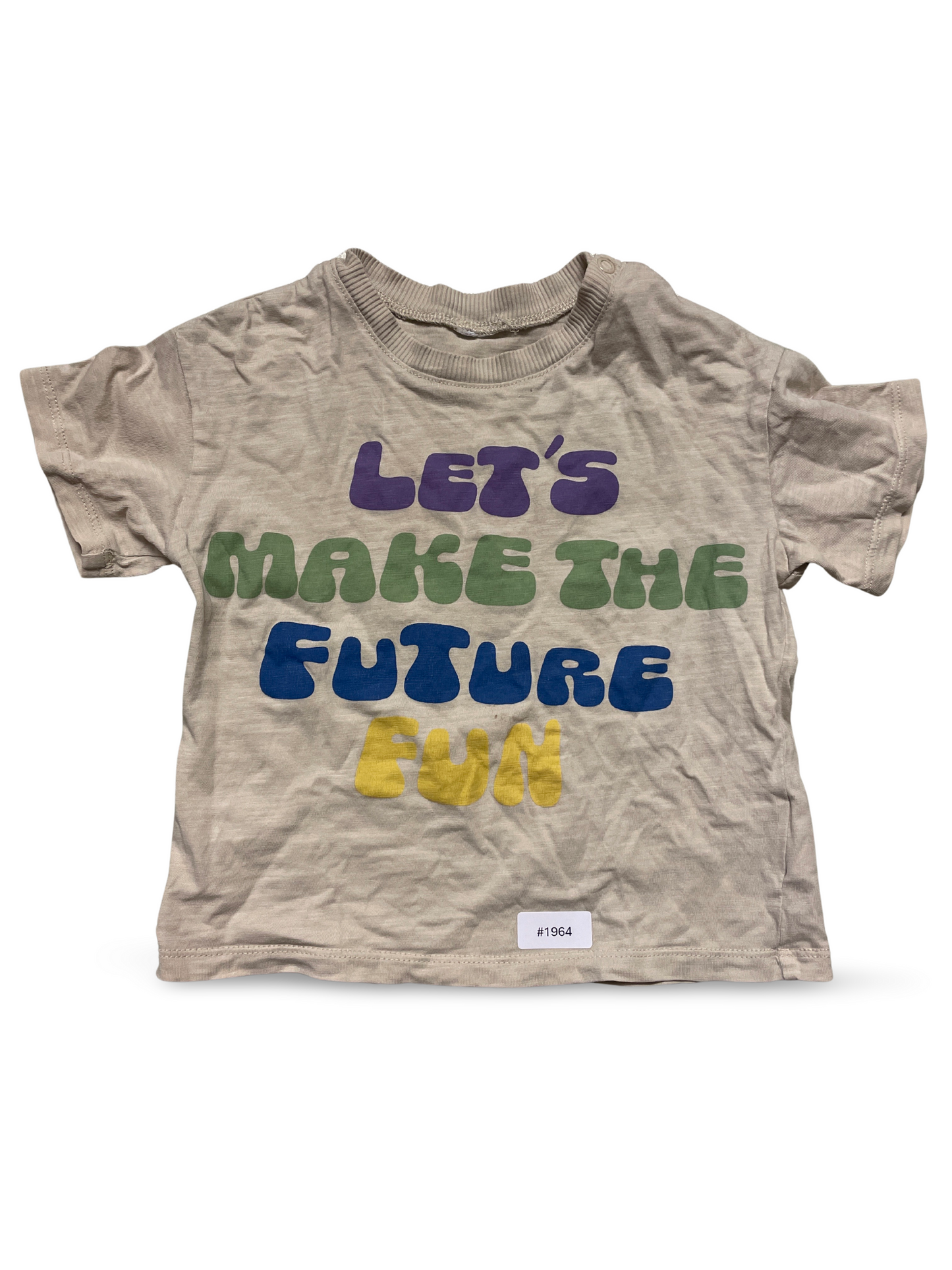 Kurzarm T-Shirt mit bunter Aufschrift - Gr. 92