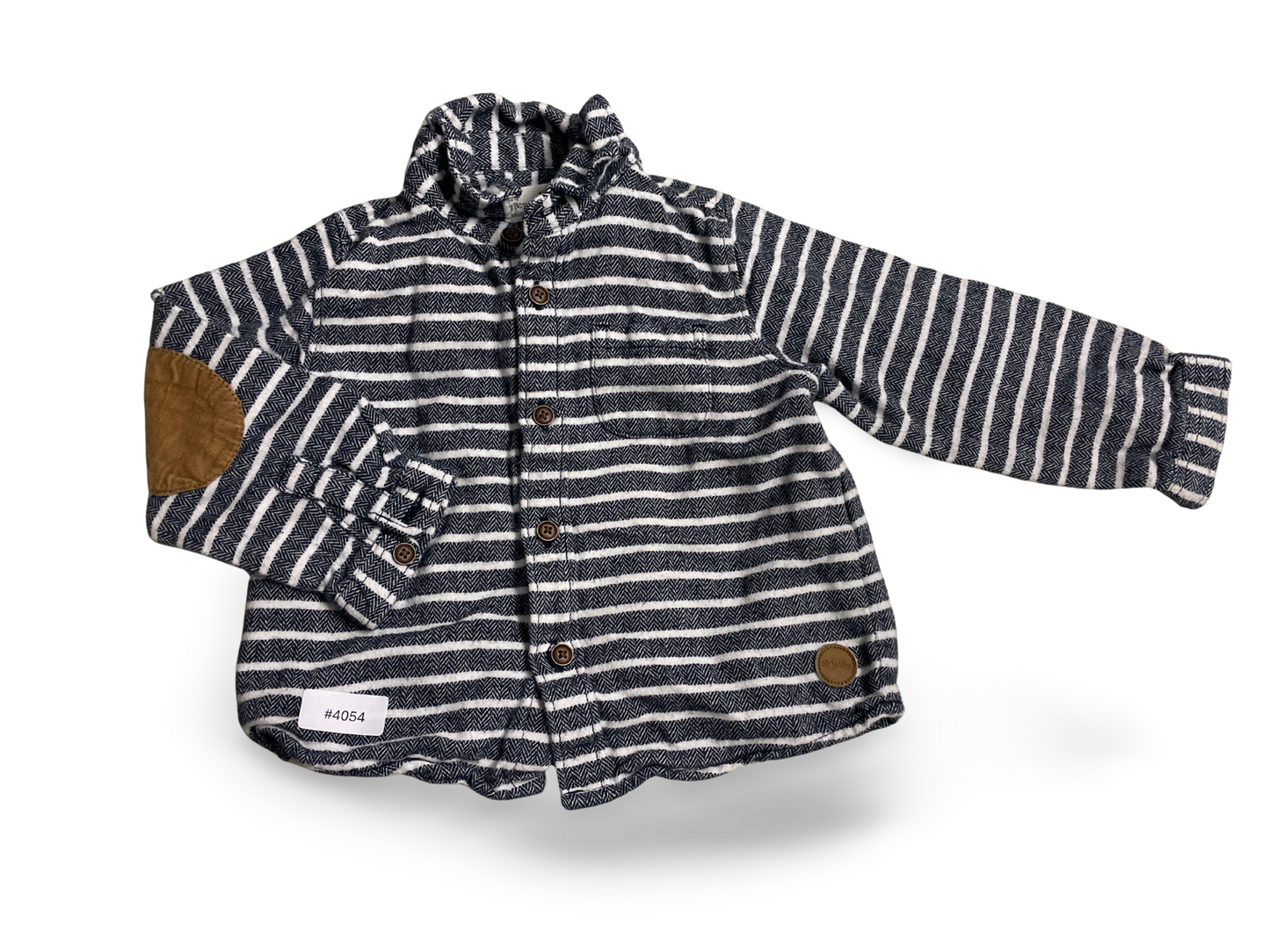 Gestreifte Hemdjacke mit Ellenbogenpatch - Gr. 86