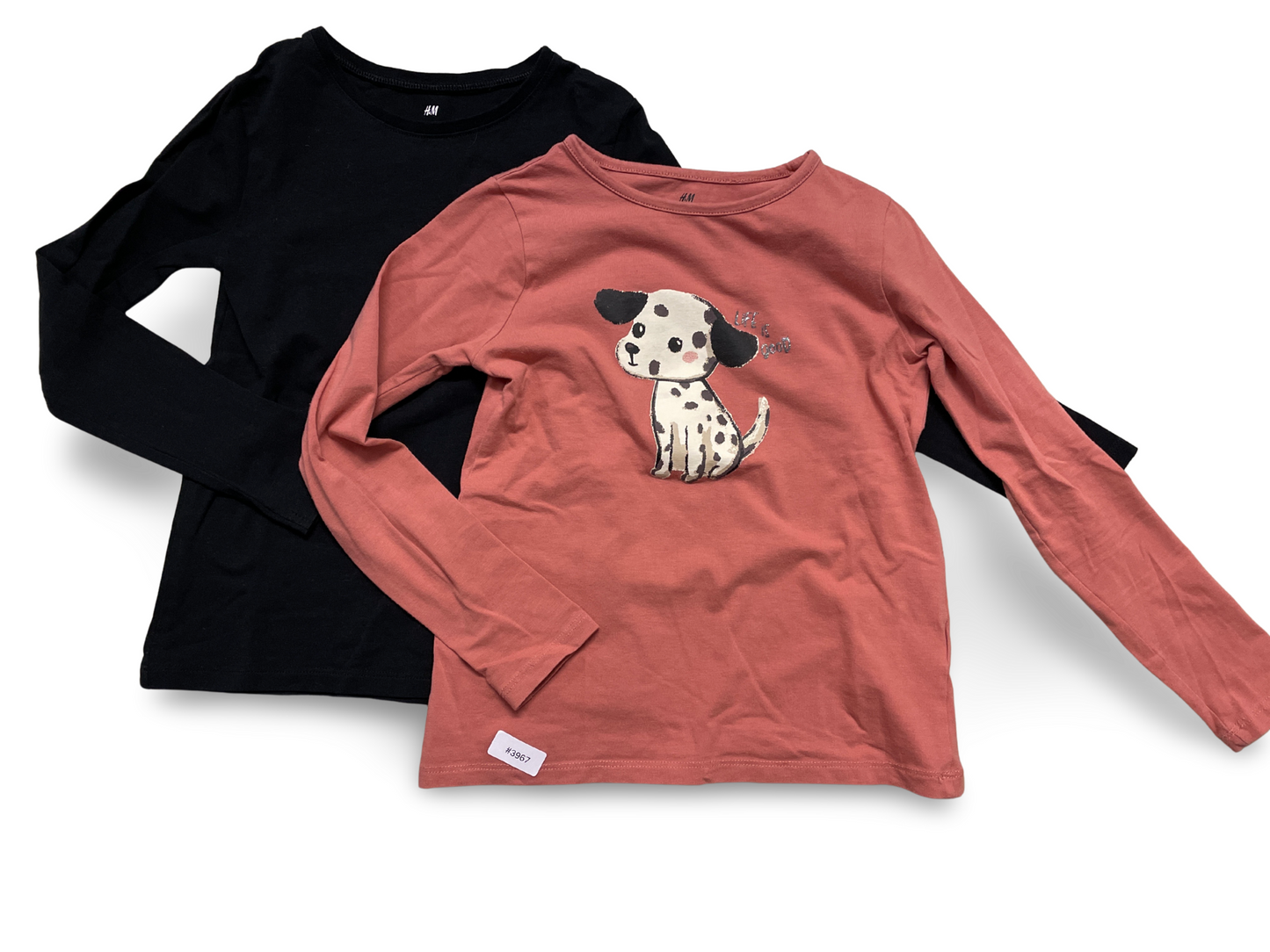 2er Bundle Langarmshirts mit Hundemotiv und Uni - Gr. 122