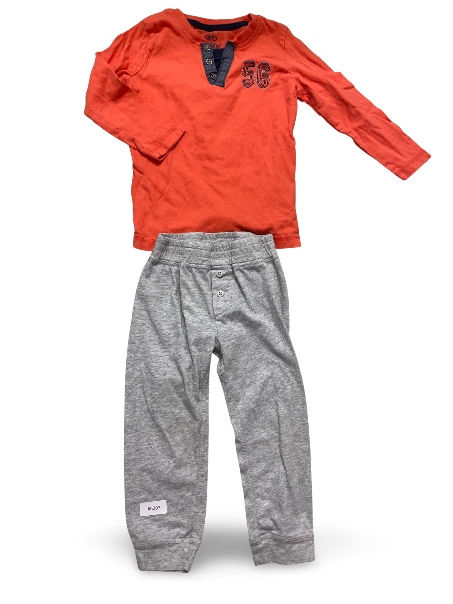 Oranges Langarmshirt mit grauer Jogginghose - Gr. 86