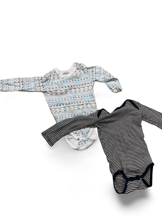 2er Bundle Langarm Bodies gestreift und gemustert - Gr. 86