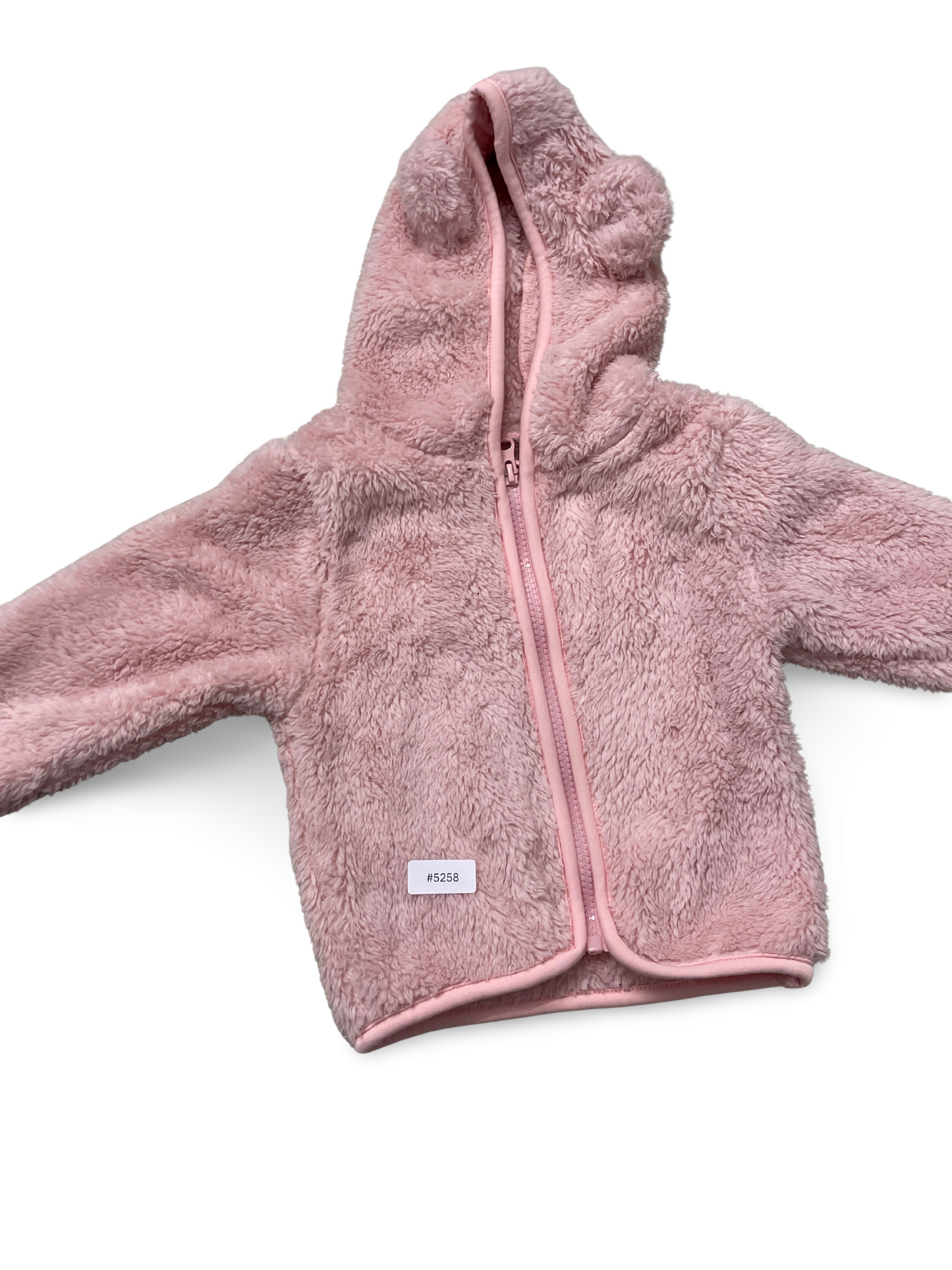 Rosa Flauschjacke mit Kapuze und Ohren - Gr. 68