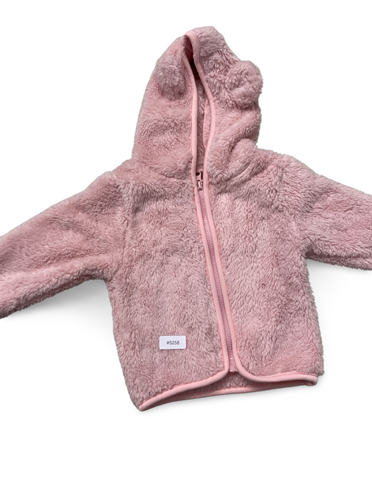 Rosa Flauschjacke mit Kapuze und Ohren - Gr. 68