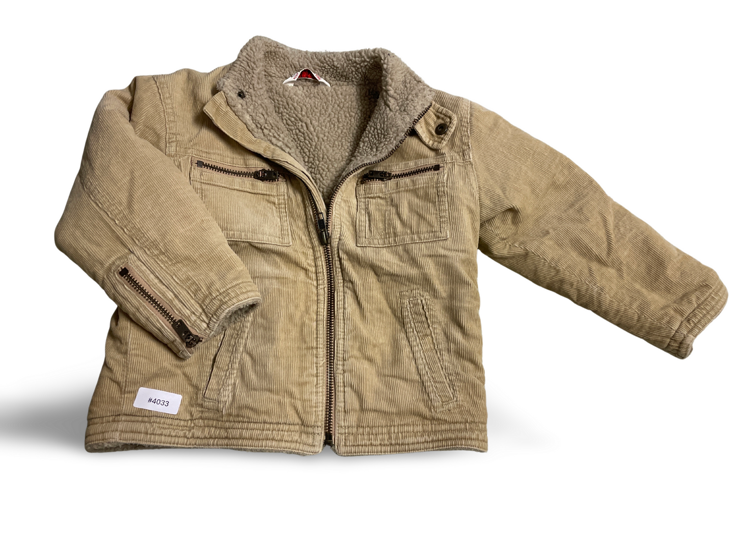 Gefütterte Cordjacke mit Teddyfutter und Reissverschluss - Gr. 92