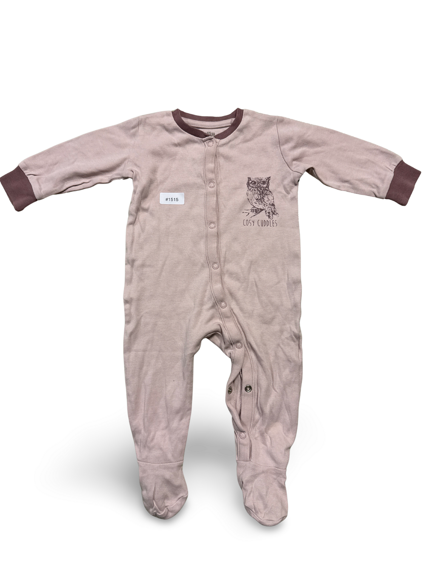 Rosa Strampler mit Eulenprint - Gr. 68