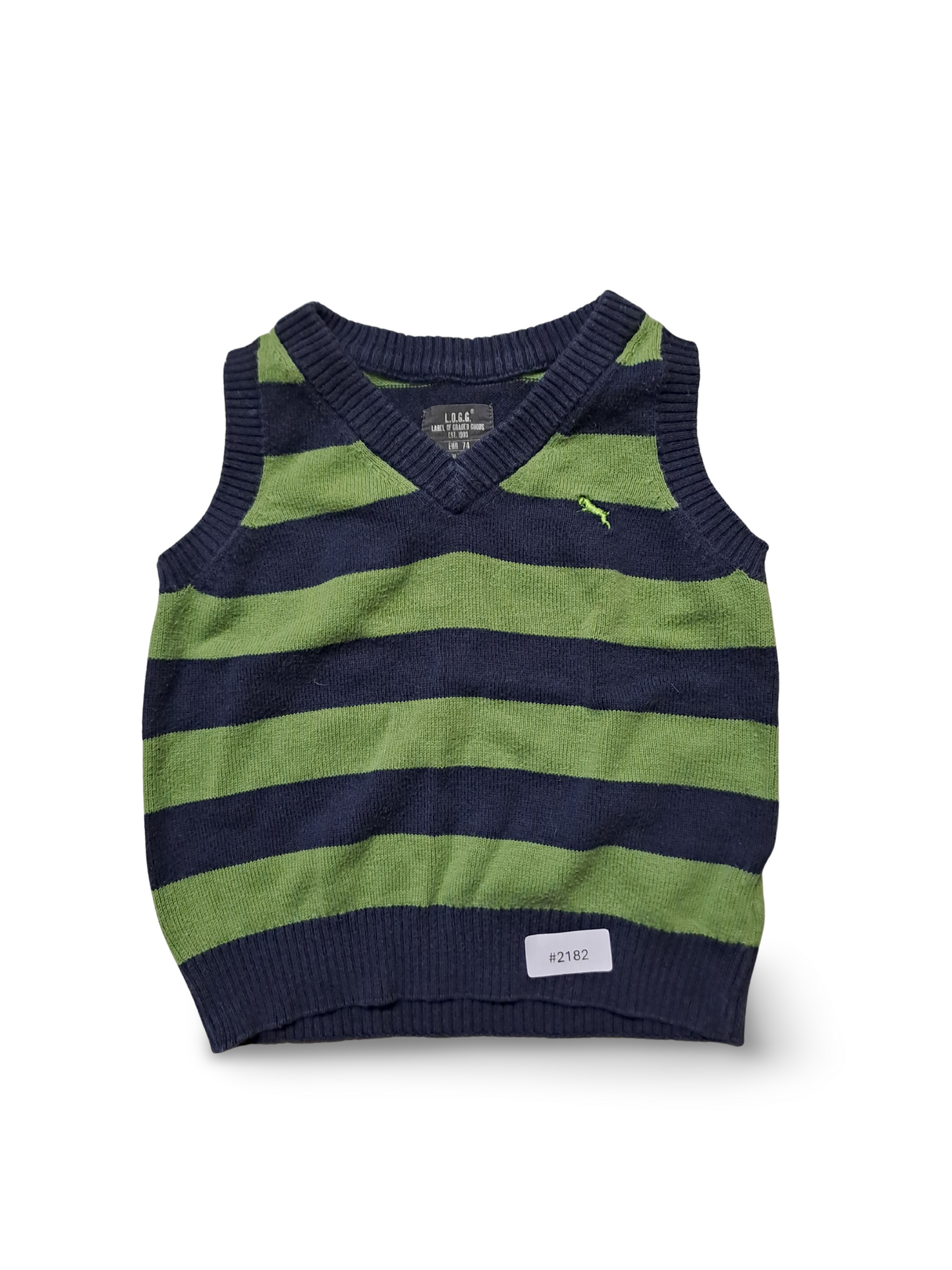 Gestreifte Strickweste blau-grün - Gr. 74
