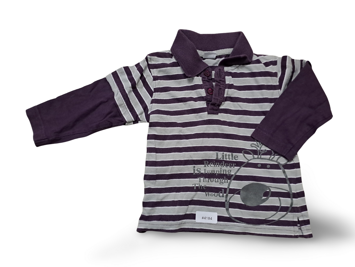 Langarm-Poloshirt gestreift mit Rentierprint - Gr. 80