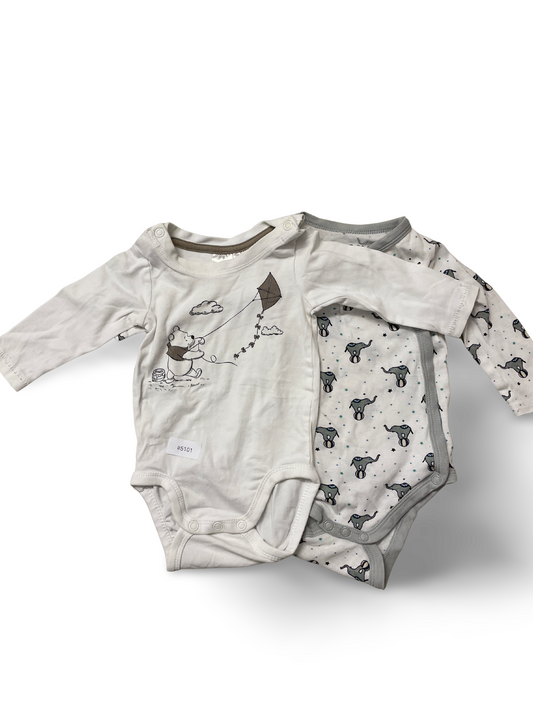 2er Bundle Langarm Bodys mit Tiermotiven - Gr. 62