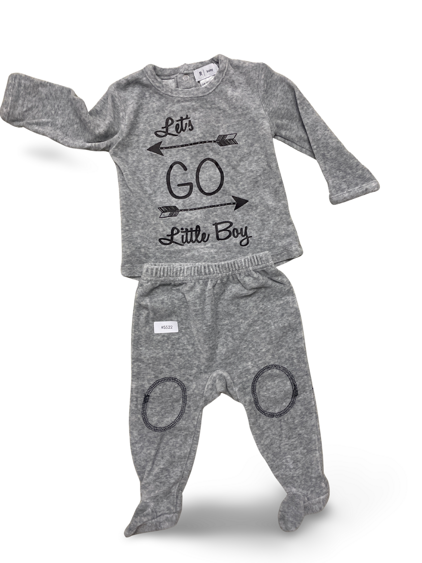 Zweiteiliges Set Langarmshirt und Hose mit Füssen - Gr. 68