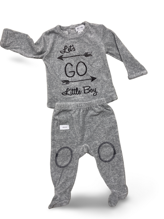 Zweiteiliges Set Langarmshirt und Hose mit Füssen - Gr. 68
