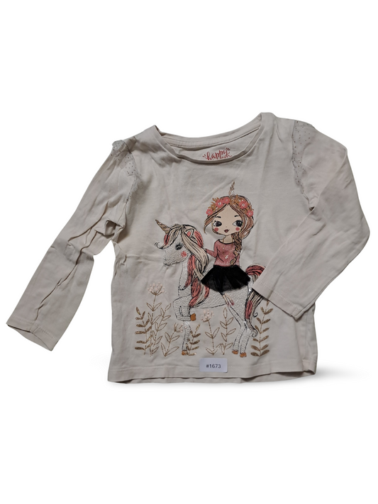 Langarmshirt mit Einhorn und Tüllrock - Gr. 92