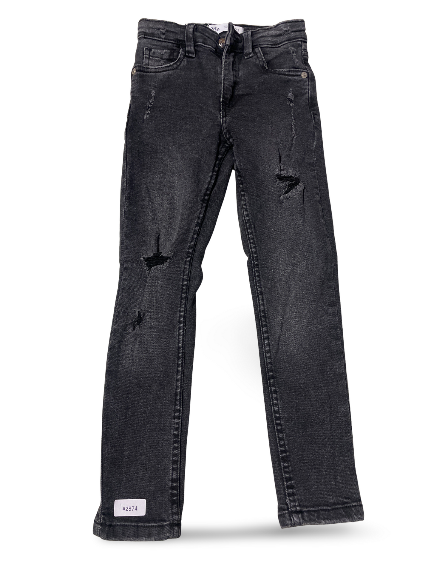 Schwarze Skinny Jeans mit Rissen - Gr. 122