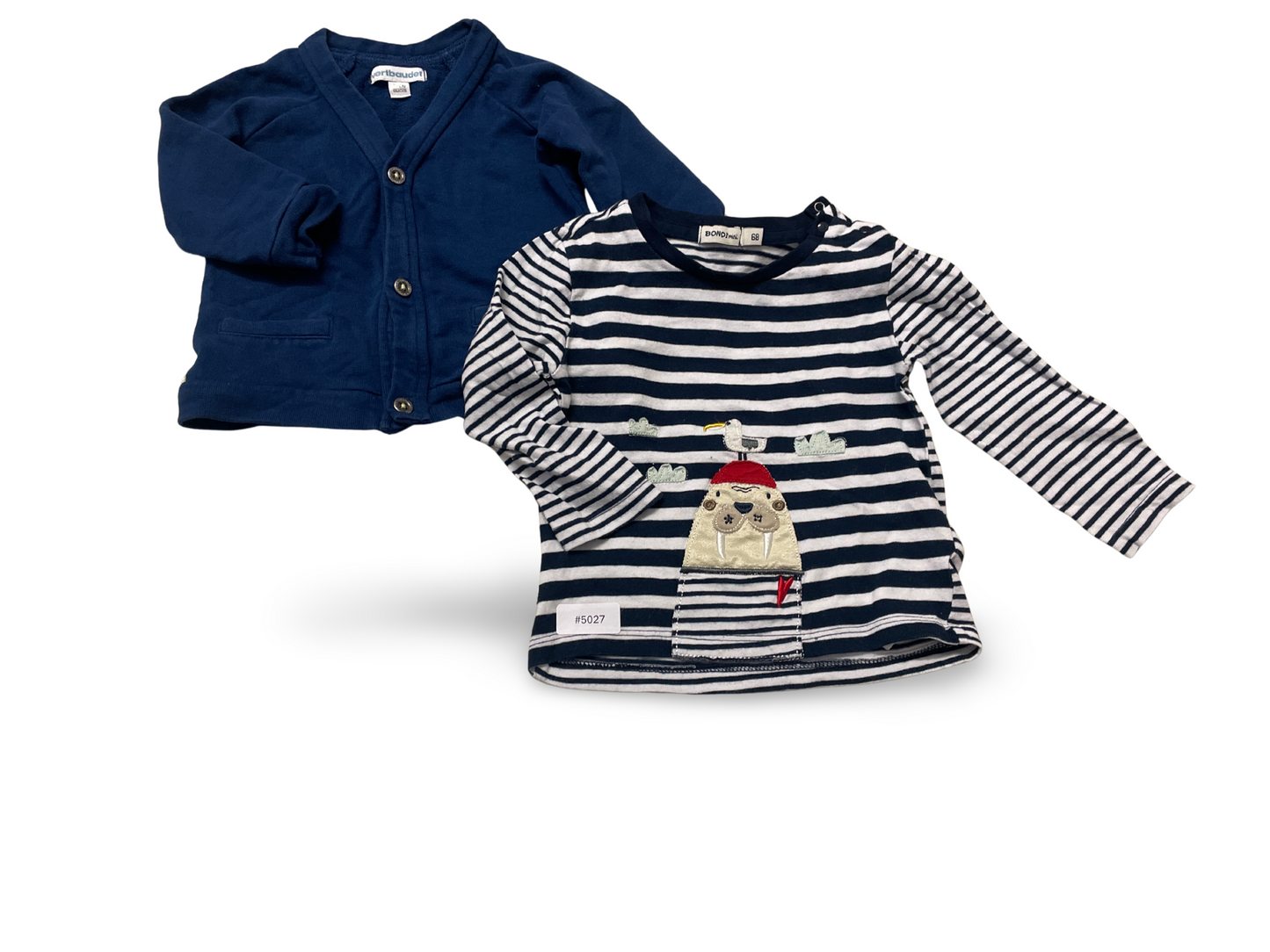 Gestreiftes Langarmshirt mit Walross-Applikation - Gr. 68