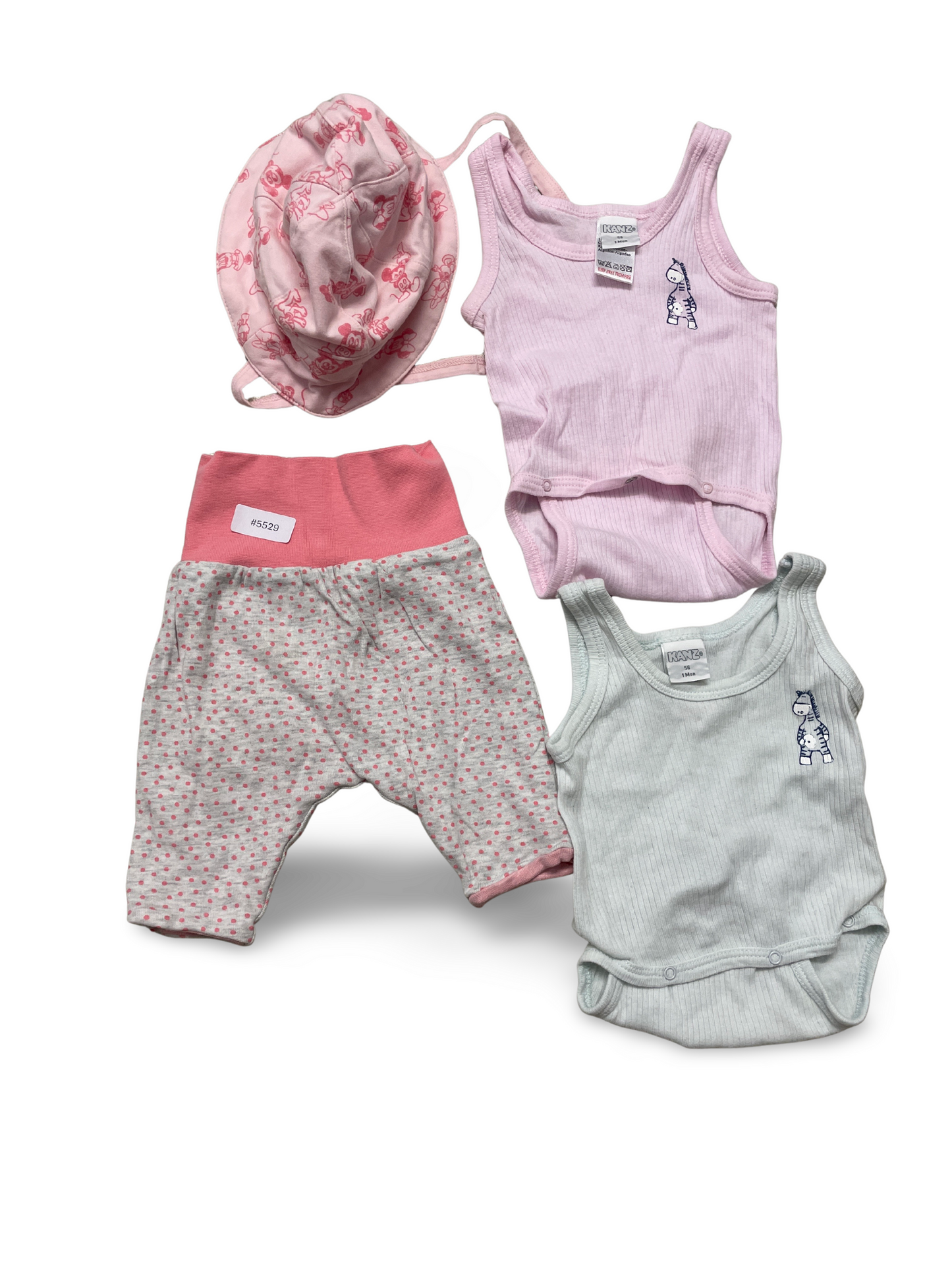 2er Bundle Strampler rosa und mint mit Leggings und Sonnenhut - Gr. 56
