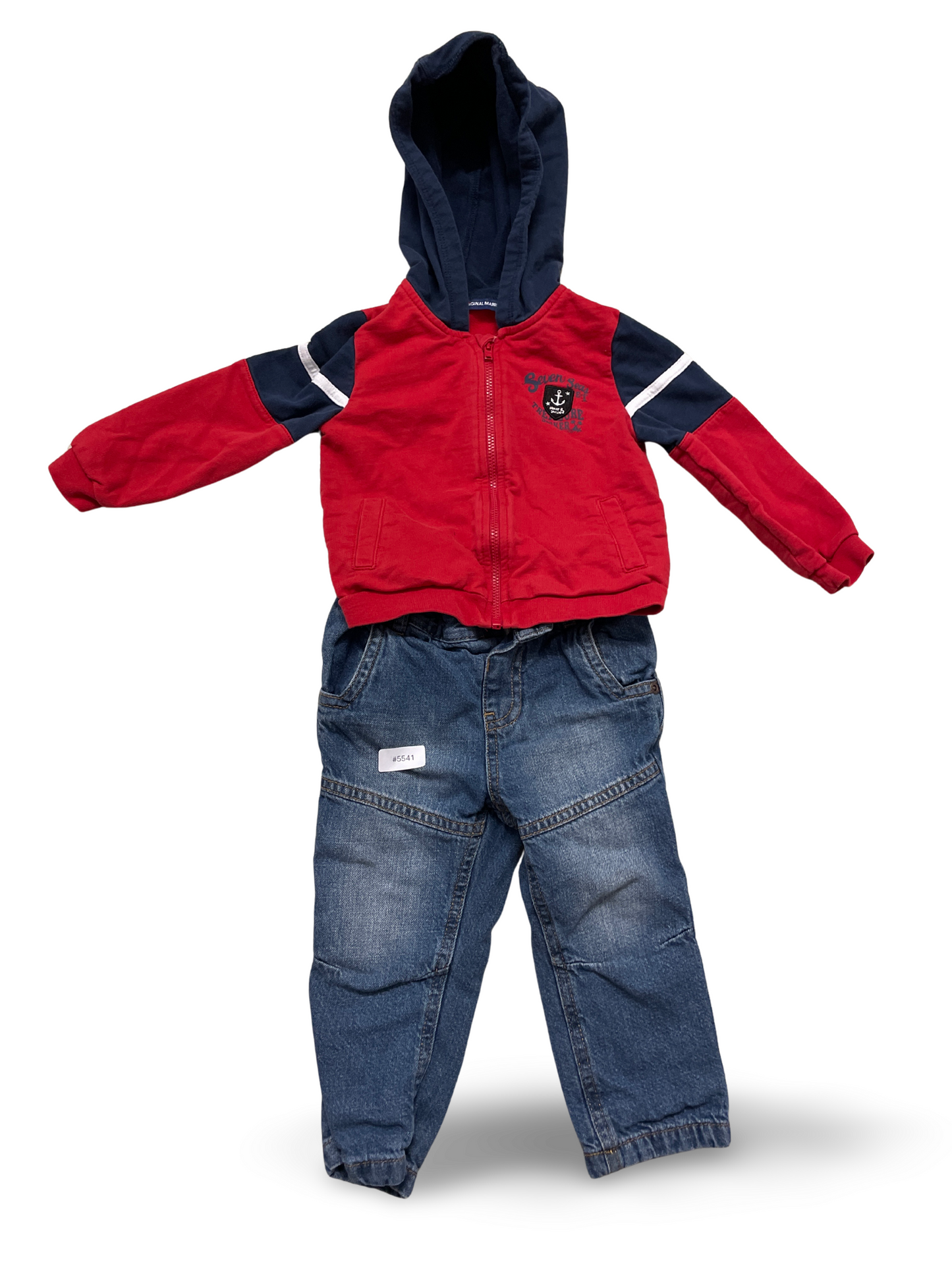 Kapuzenjacke mit Reissverschluss rot-marine - Gr. 86