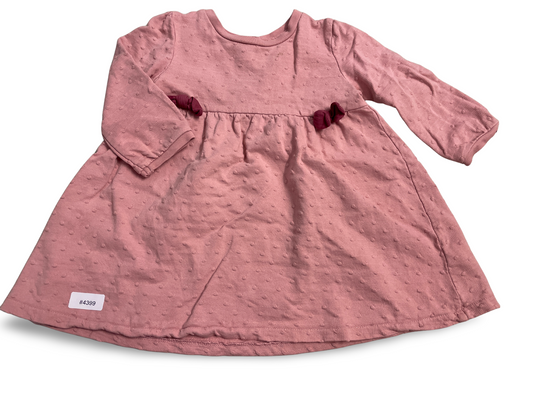 Rosa Langarmkleid mit Schleifen - Gr. 86