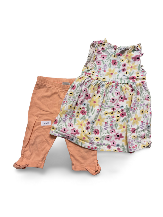 Geblümtes Kleid mit Leggings - Gr. 74