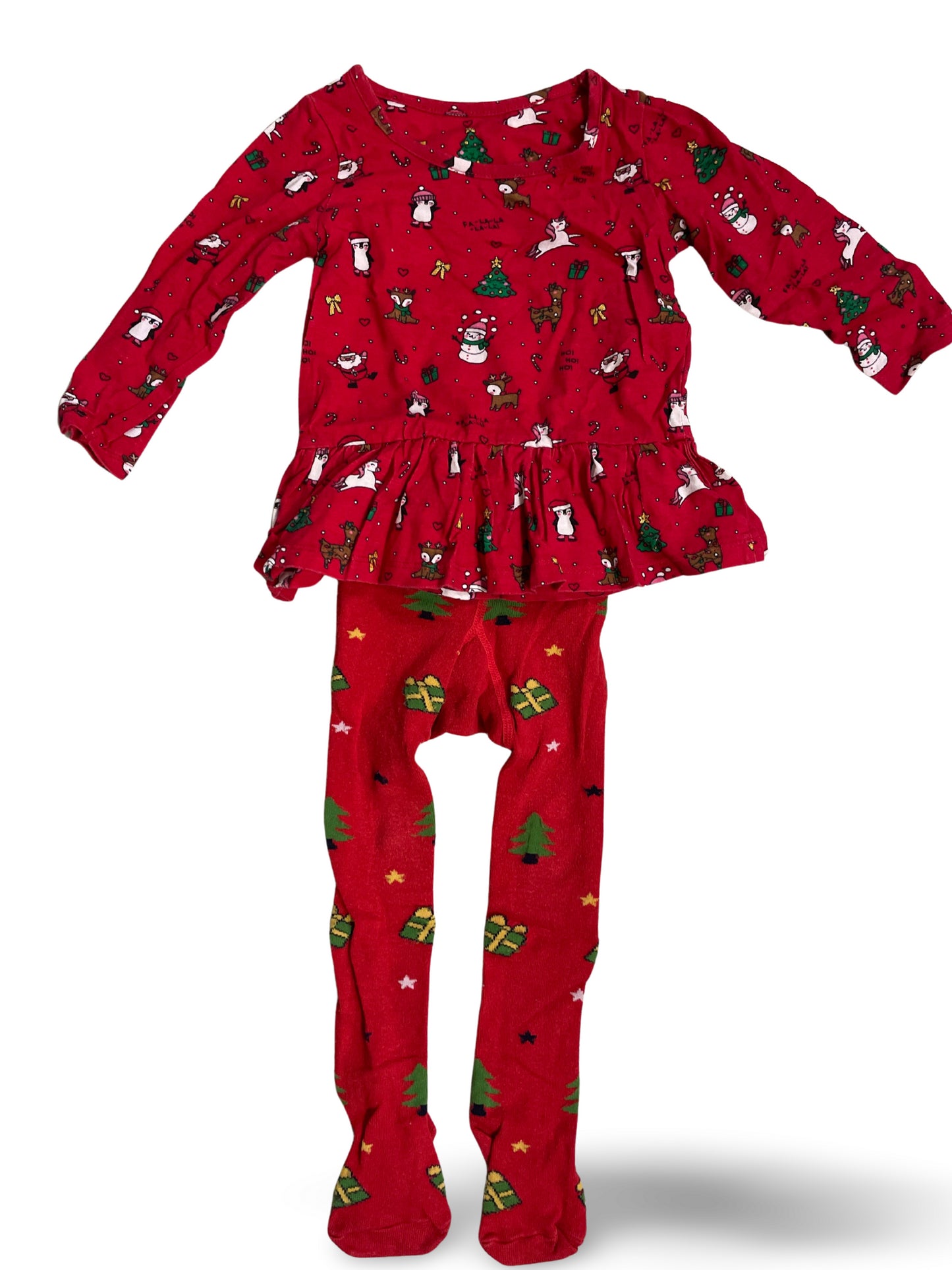 2er Set - Strumpfhose/Shirt Weihnachten - Gr. 86