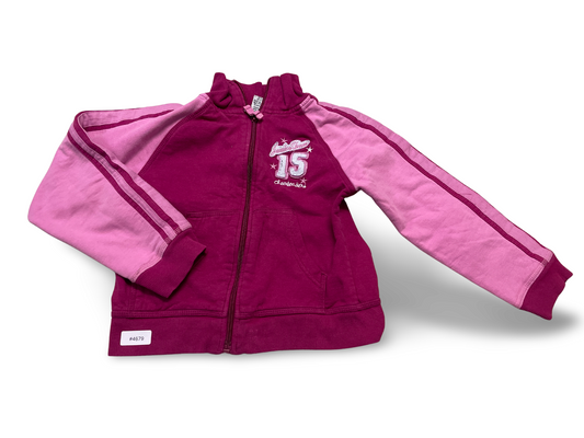 Sweatjacke Pink mit Reissverschluss und Streifen - Gr. 128