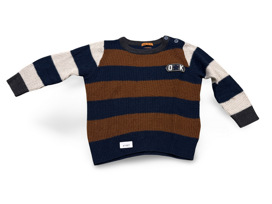 Gestreifter Strickpullover mit Schulterknopfleiste - Gr. 104