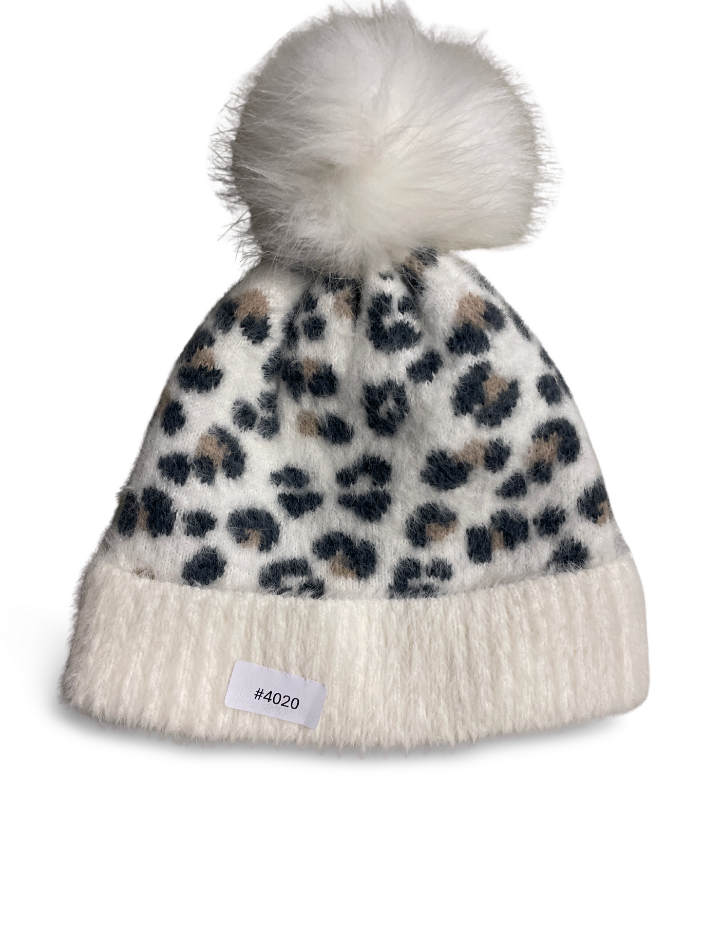 Weisse Leo-Muetze mit Bommel - Gr. 110