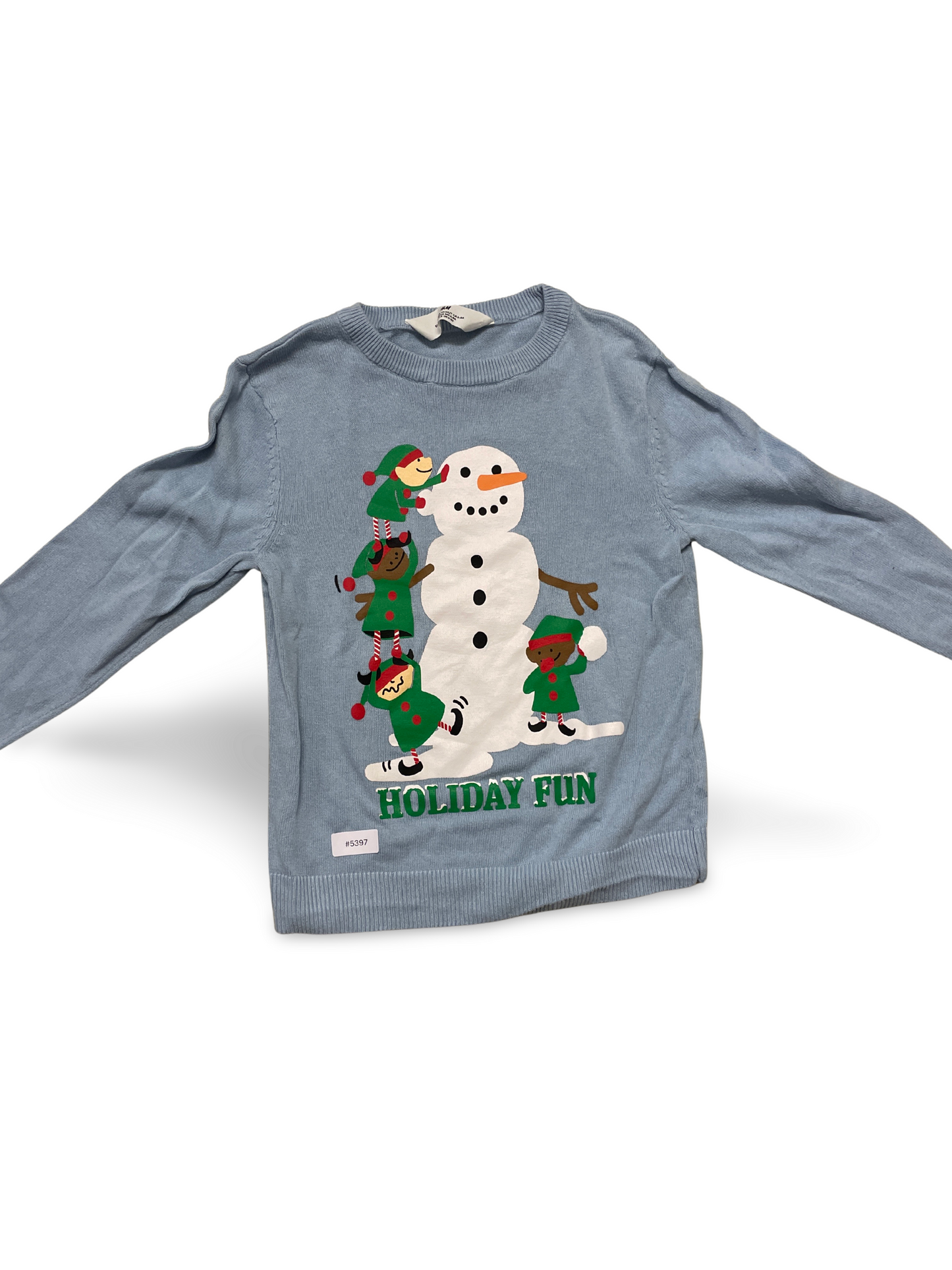 Kinderpullover mit Schneemannmotiv - Gr. 128