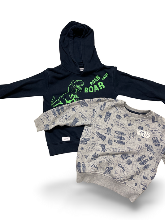 2er Bundle Sweatshirts mit Dino und Star Wars - Gr. 104