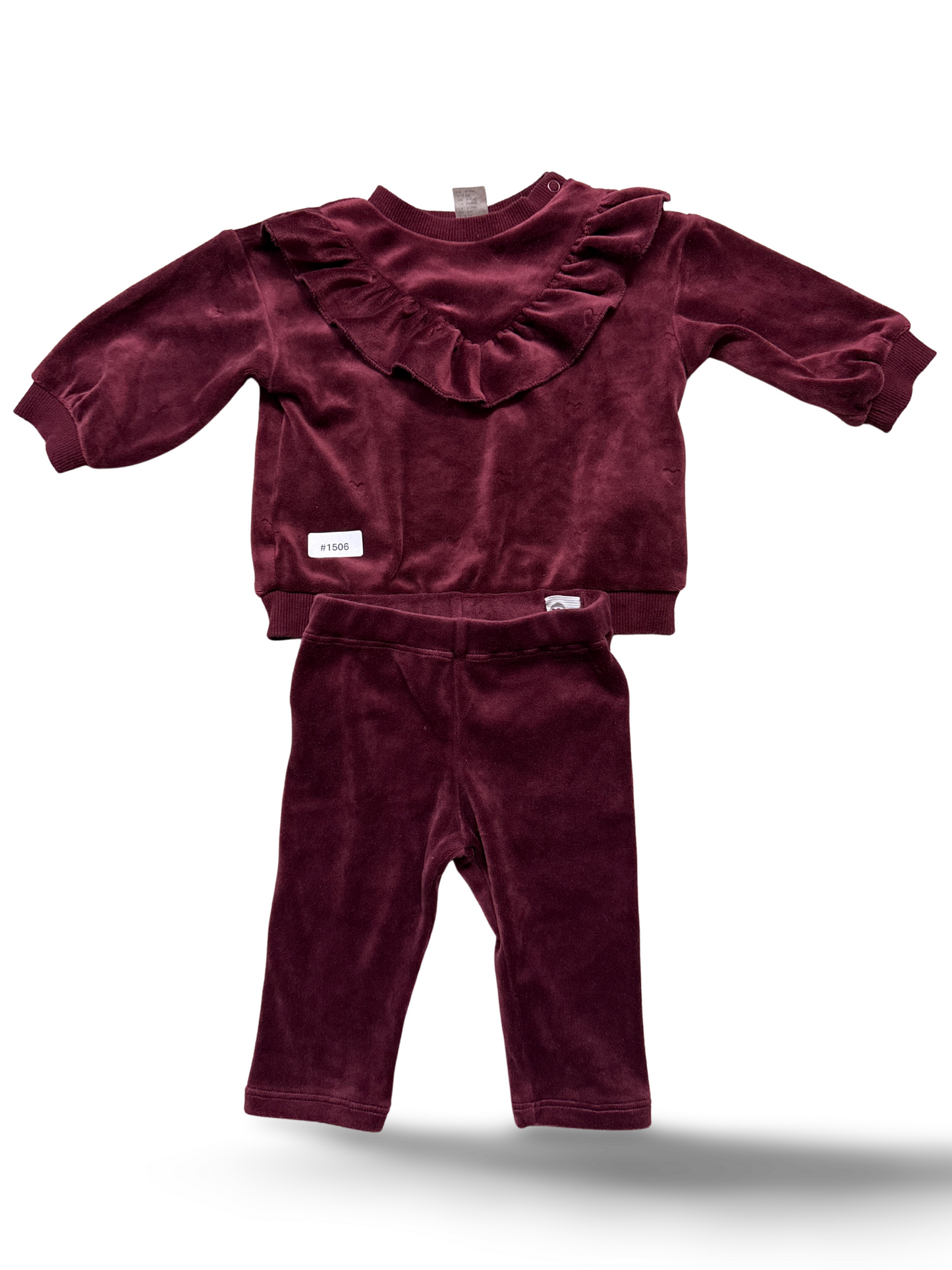 Zweiteiler Samt-Pullover mit Rüsche und Leggings - Gr. 68