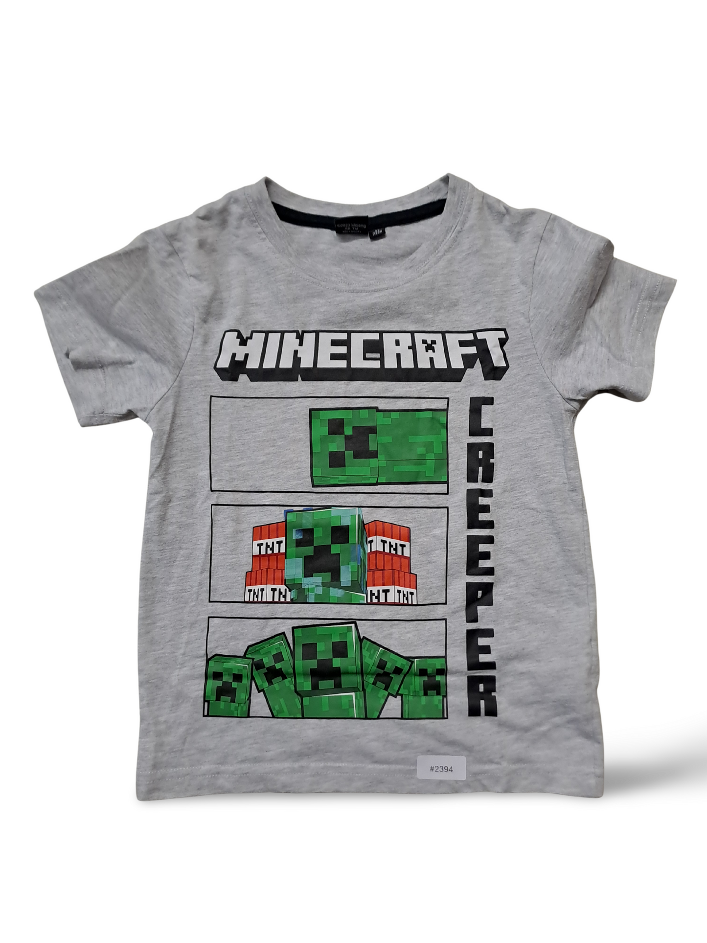 Graues Minecraft T-Shirt mit Creeper-Motiv - Gr. 116