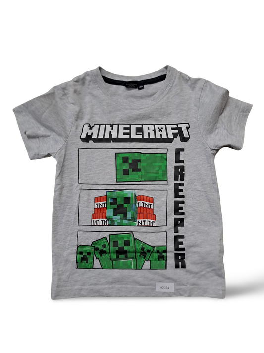 Graues Minecraft T-Shirt mit Creeper-Motiv - Gr. 116