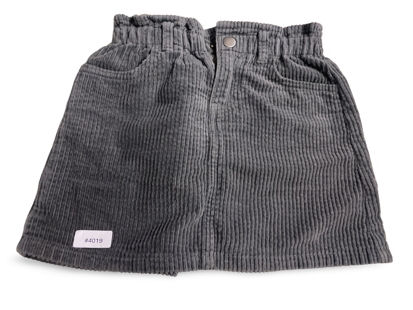 Grauer Cordrock mit Gummibund und Taschen - Gr. 110