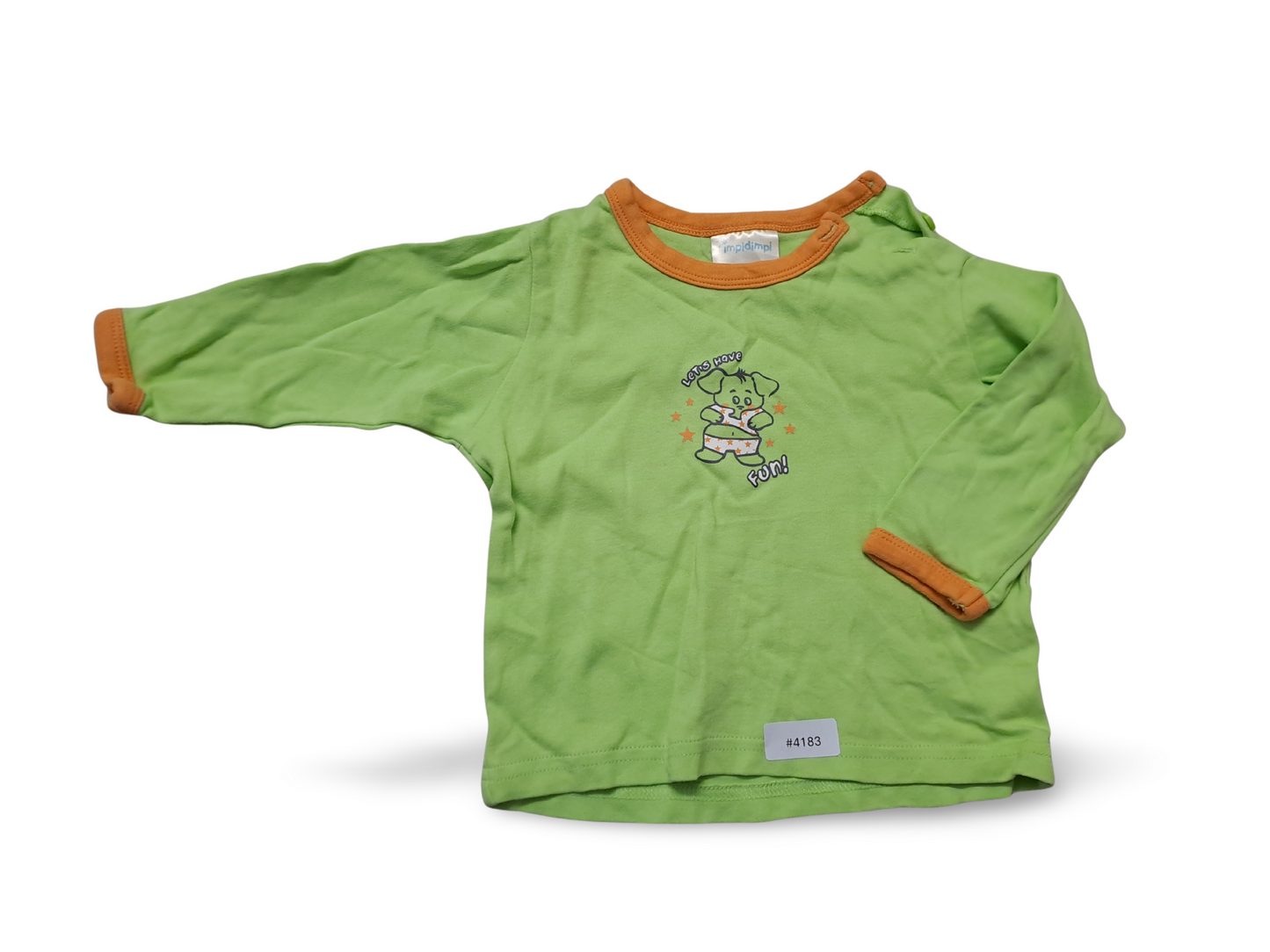 Grünes Langarmshirt mit Hundemotiv - Gr. 80