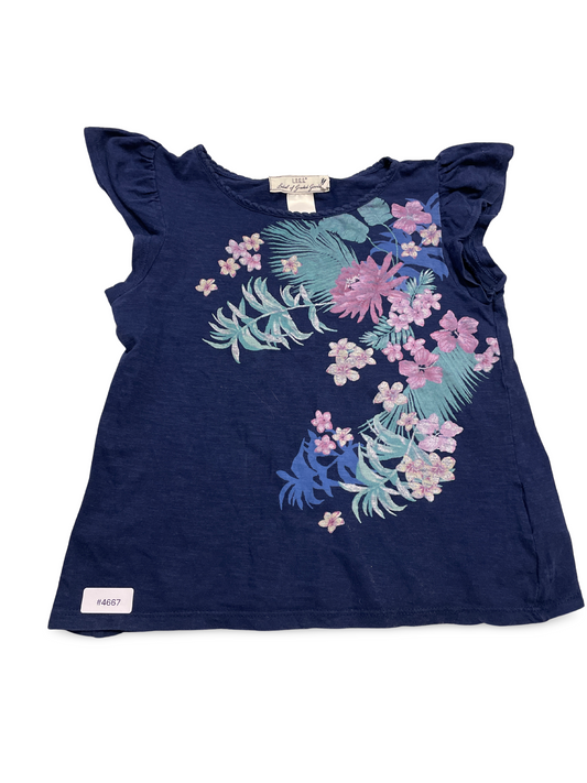 T-Shirt mit Blumenprint und Rüschenärmeln - Gr. 122