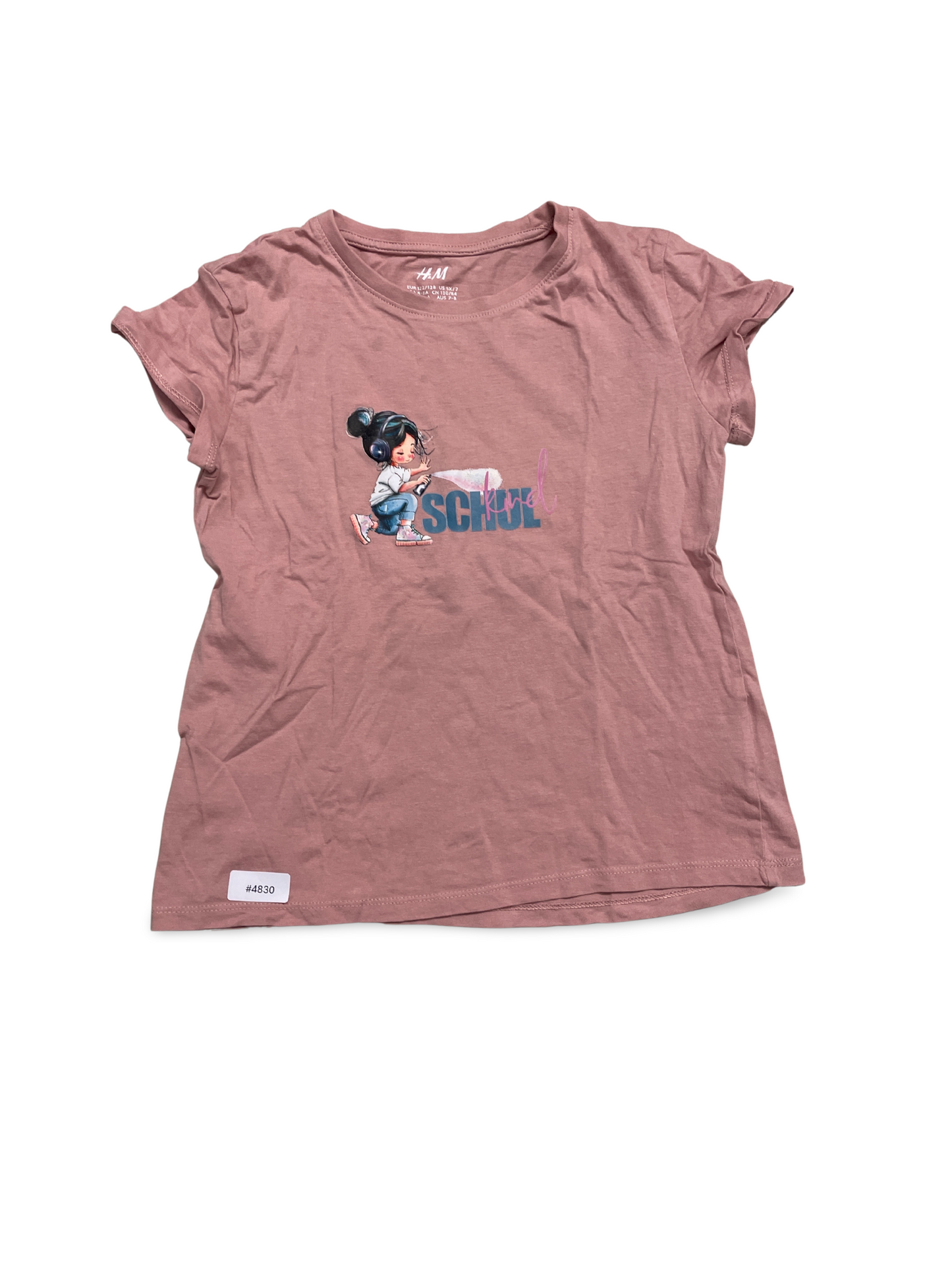 T-Shirt mit Mädchenprint rosa - Gr. 122