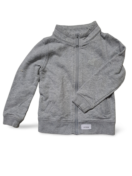 Grau melierte Sweatjacke mit Reissverschluss - Gr. 98