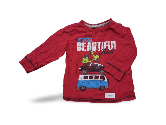 Langarmshirt mit Fahrzeugprint - Gr. 74