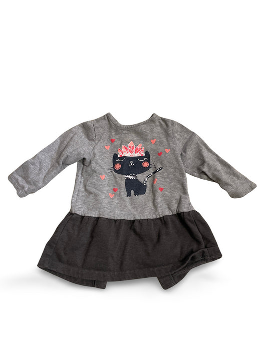 Kleid lang Katze - Gr. 86/ 92