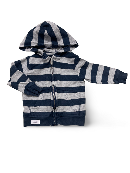 Gestreifte Kapuzenjacke mit Reissverschluss - Gr. 80