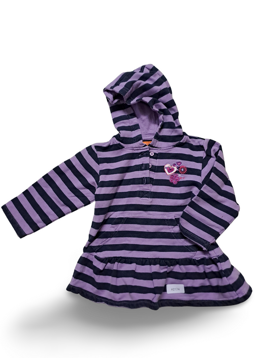 Kapuzenkleid gestreift mit Volant - Gr. 74