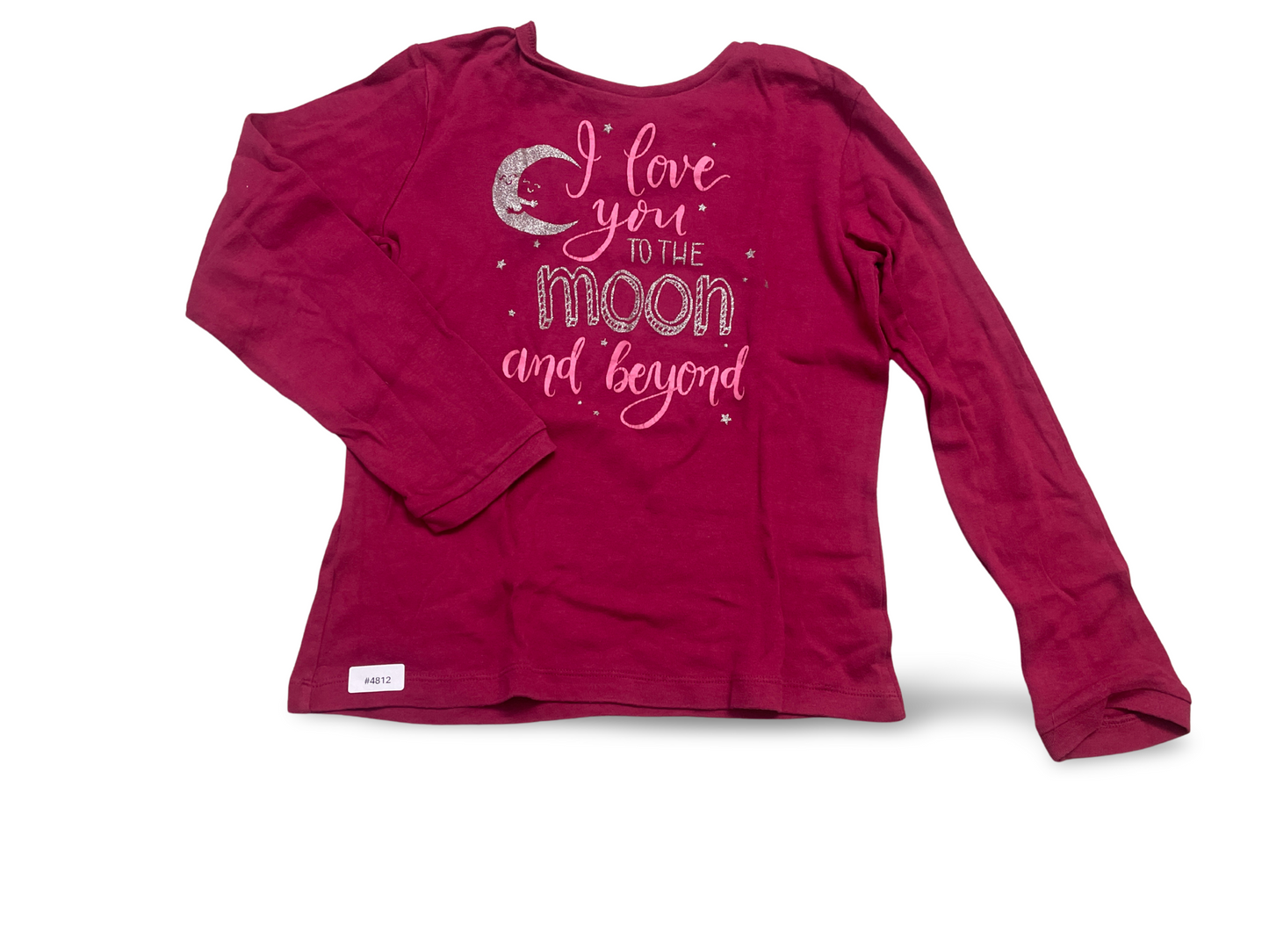 Langarmshirt Pink mit Glitzer-Mond - Gr. 140