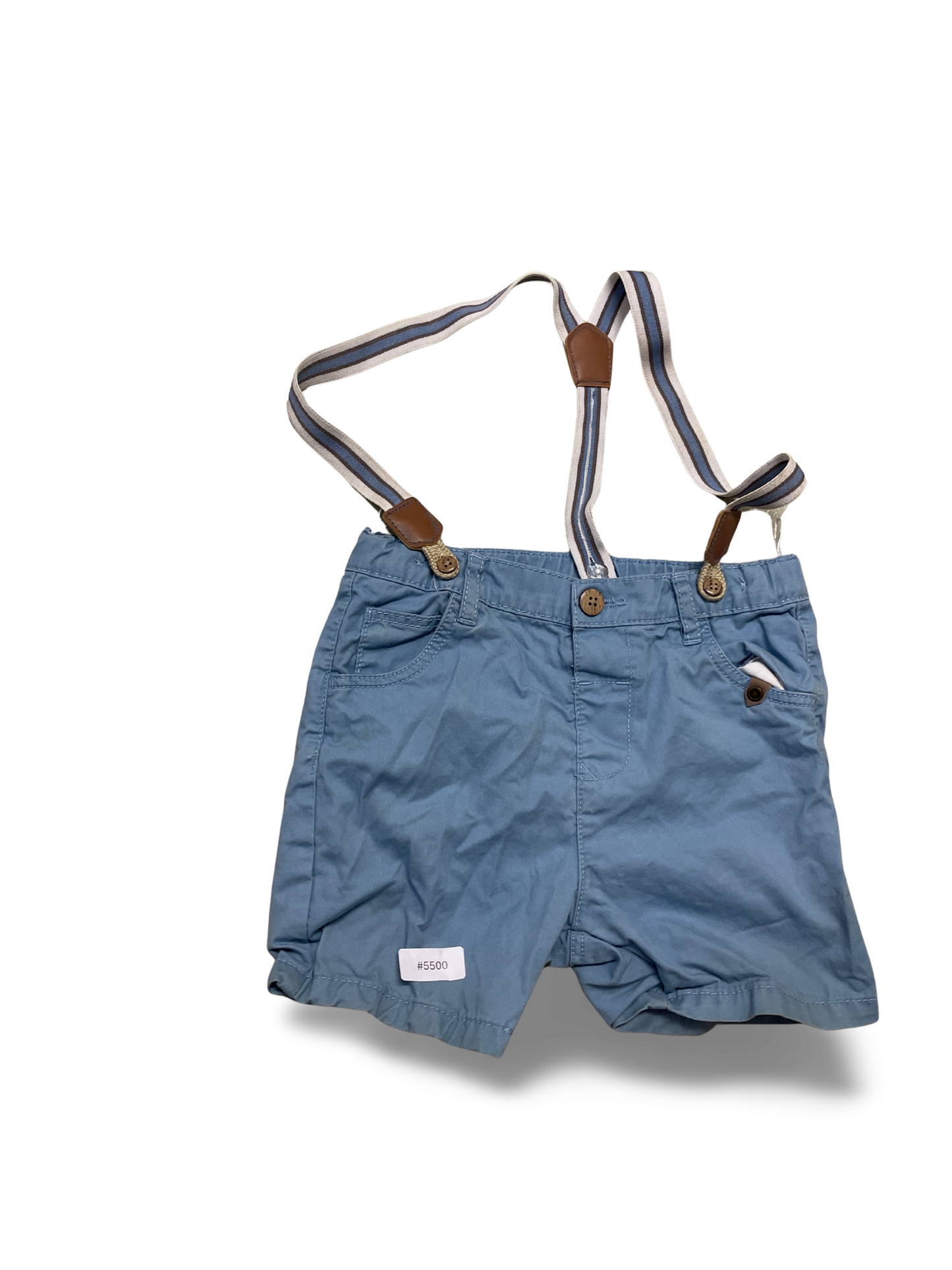 Blaue Shorts mit Hosenträgern - Gr. 98