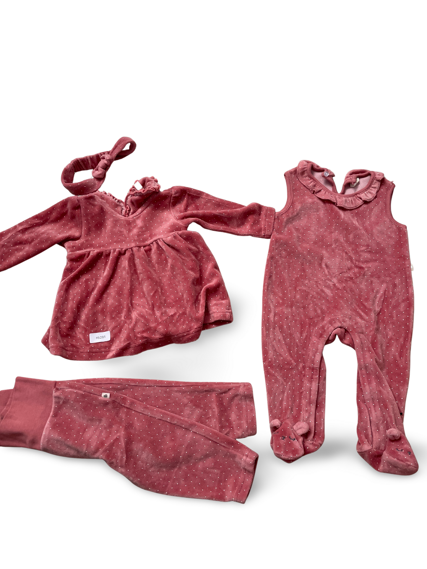 Babyset Kleid, Strampler und Jogginghose - Gr. 68