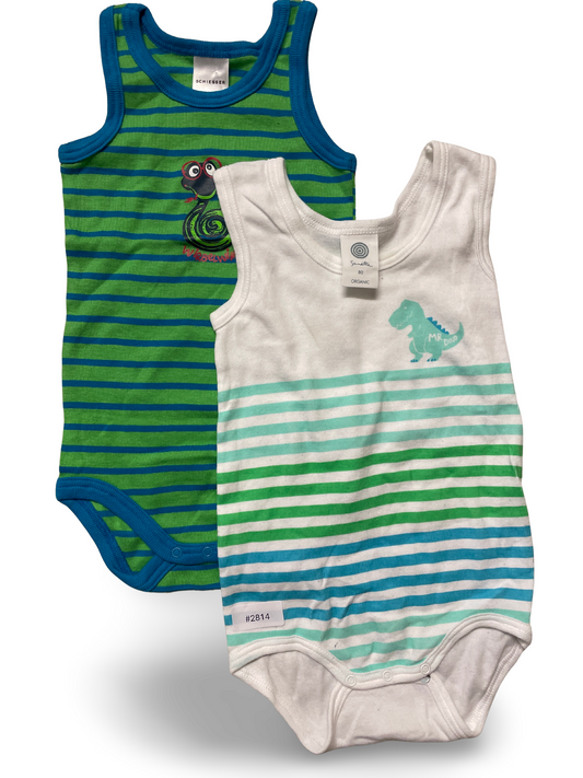 2er Bundle Ärmellose Strampler gestreift - Gr. 80