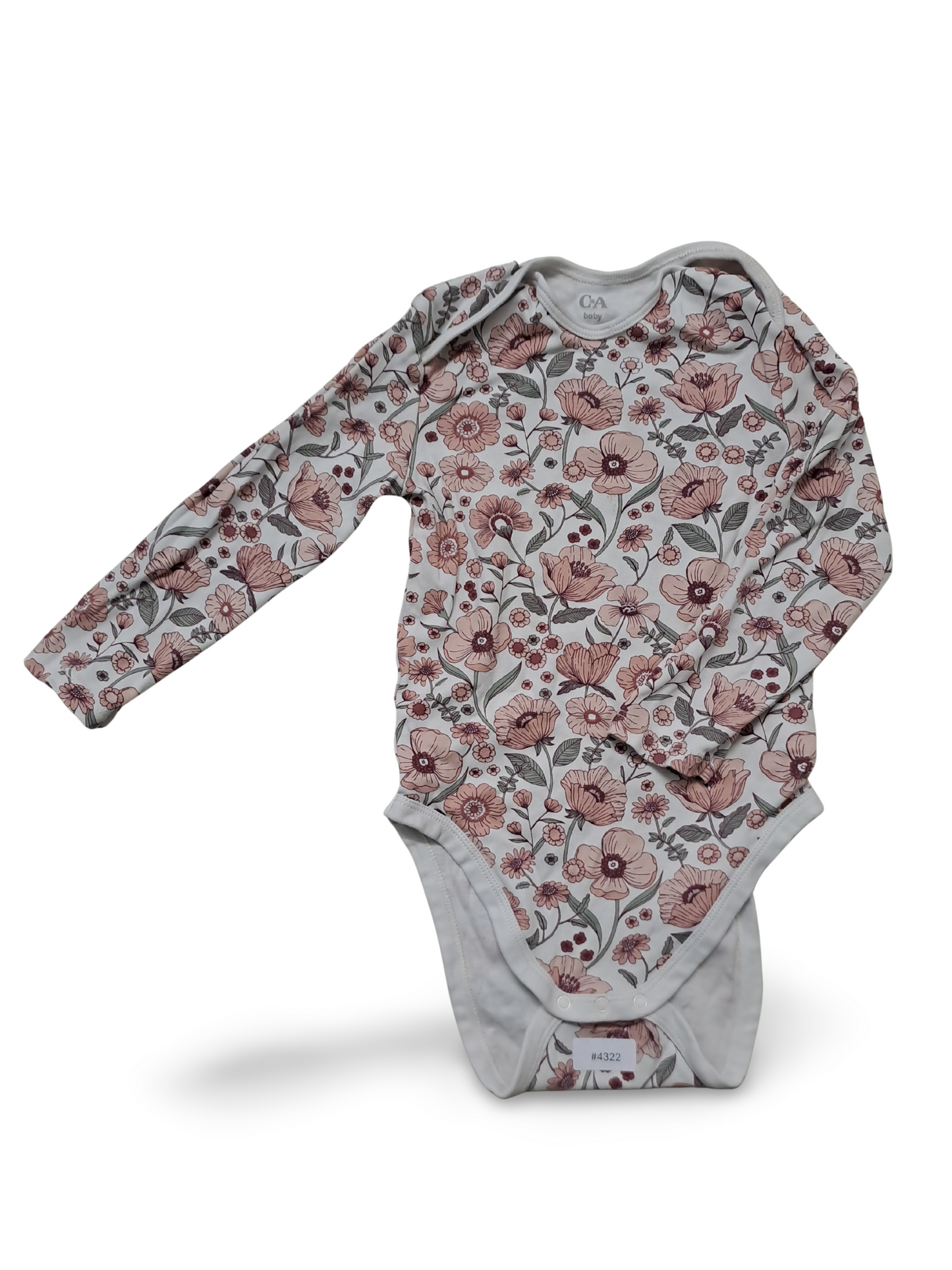 Langarmbody mit Blumenmuster - Gr. 104