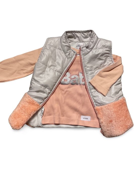 Steppweste mit rosa Langarmshirt - Gr. 86