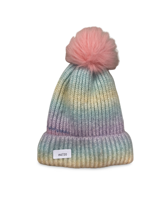 Pastellfarbene Bommelmütze - Gr. 128