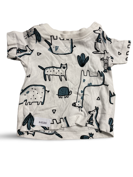 Weisses Kurzarmshirt mit Tierprint - Gr. 56